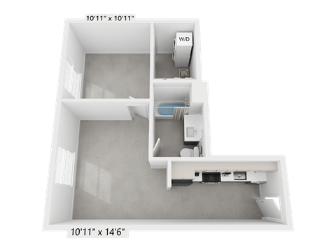 a floor plan of a 1 bedroom apartment